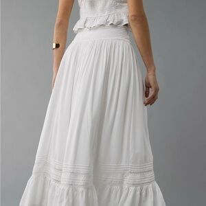 American Eagle Outfitters White Pleated Maxi Skirt and Top SET